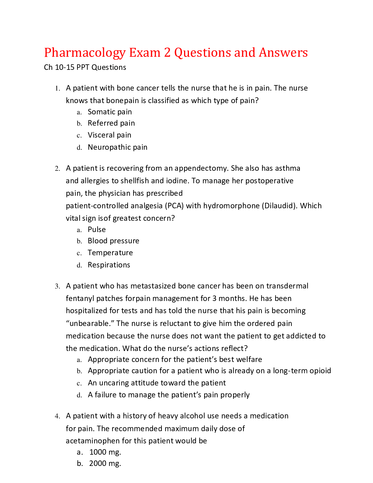 Preview image for Pharmacology Exam 2 Questions and Answers,100% CORRECT