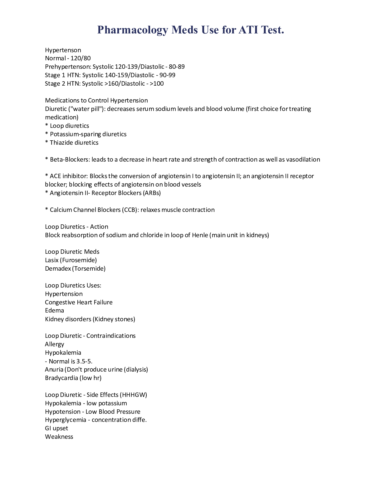 Preview image of Pharmacology Meds Use for ATI Test. document