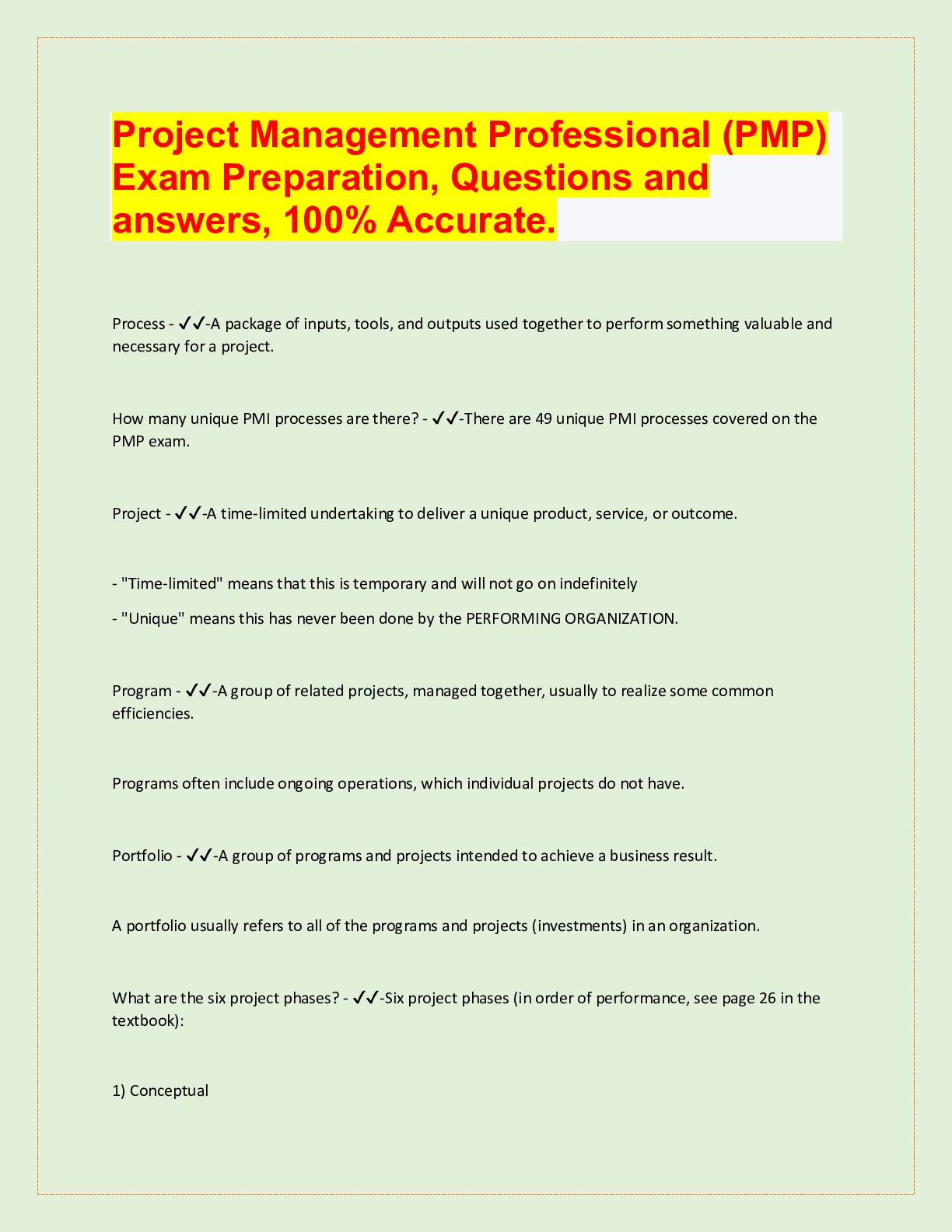Project Management Professional (PMP) Exam Preparation, Questions an ...