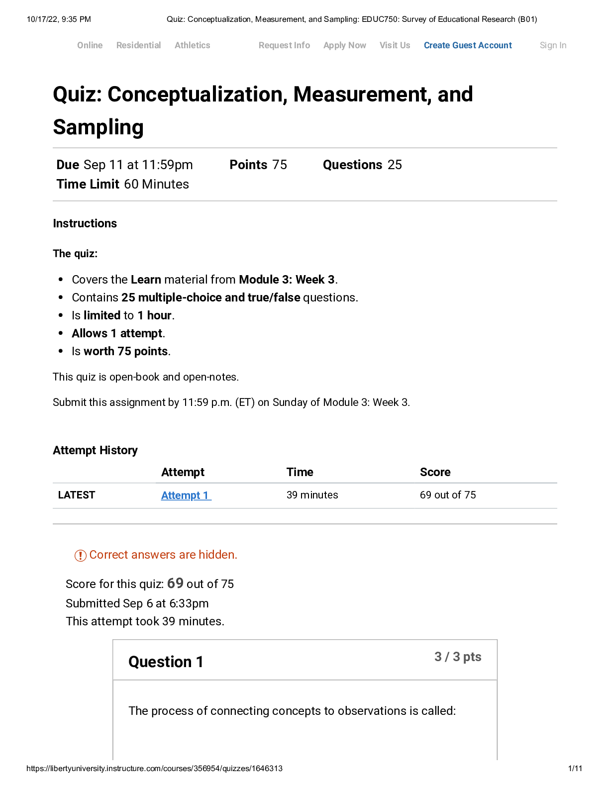 Preview image for EDUC 750 Quiz 2 Agraded