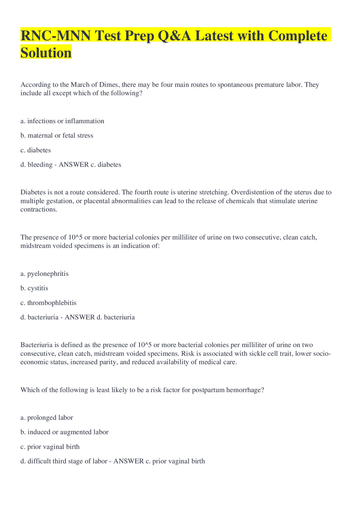 Preview image of RNC-MNN Test Prep Q&A Latest with Complete Solution document