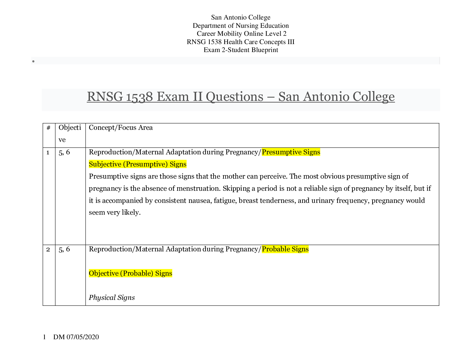 Preview image for RNSG 1538 Exam II Questions {2022} – San Antonio College | RNSG1538 Exam II Questions – {A Grade}