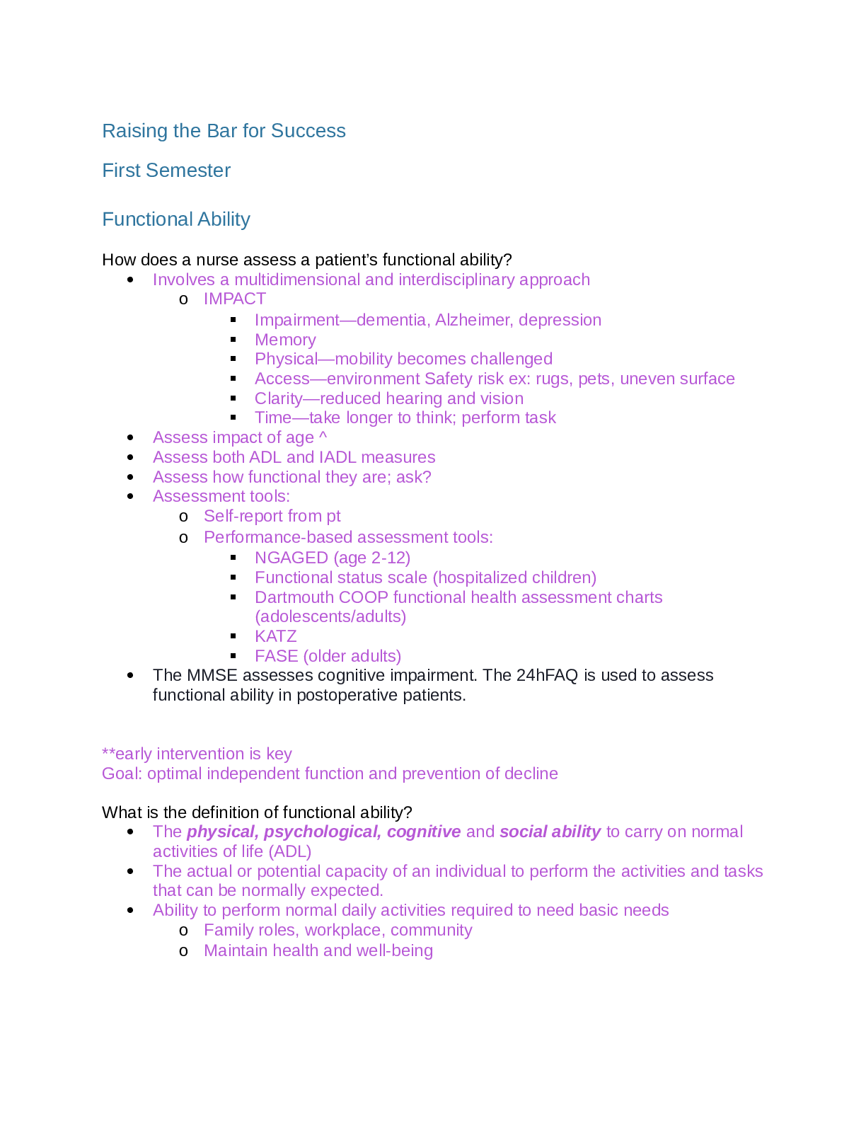 Preview image for RNSG 1301 Raising the Bar for Success_Functional Ability_First Semester 2020 – El Centro | Raising the Bar for Success_Functional Ability_First Semester