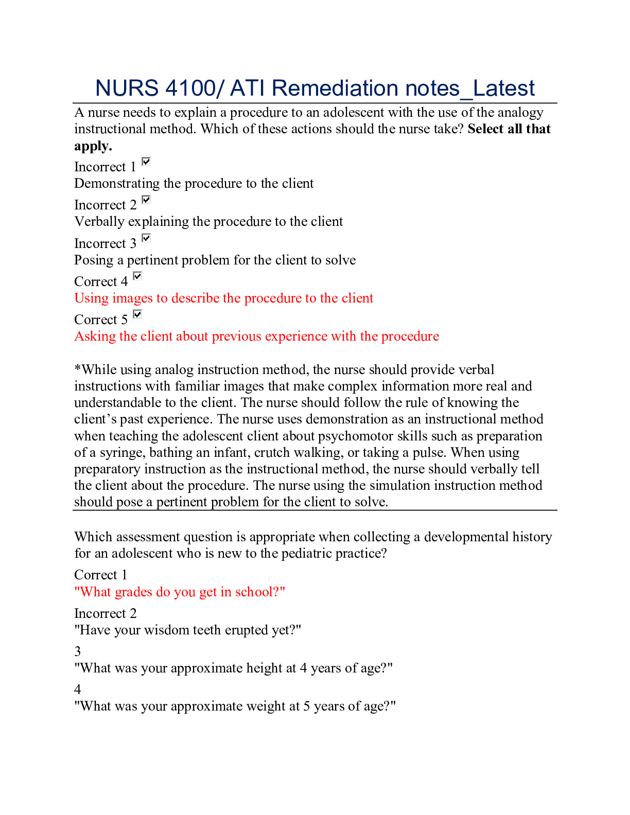 Preview image of NURS 4100/ ATI Remediation notes_Latest,100% CORRECT document