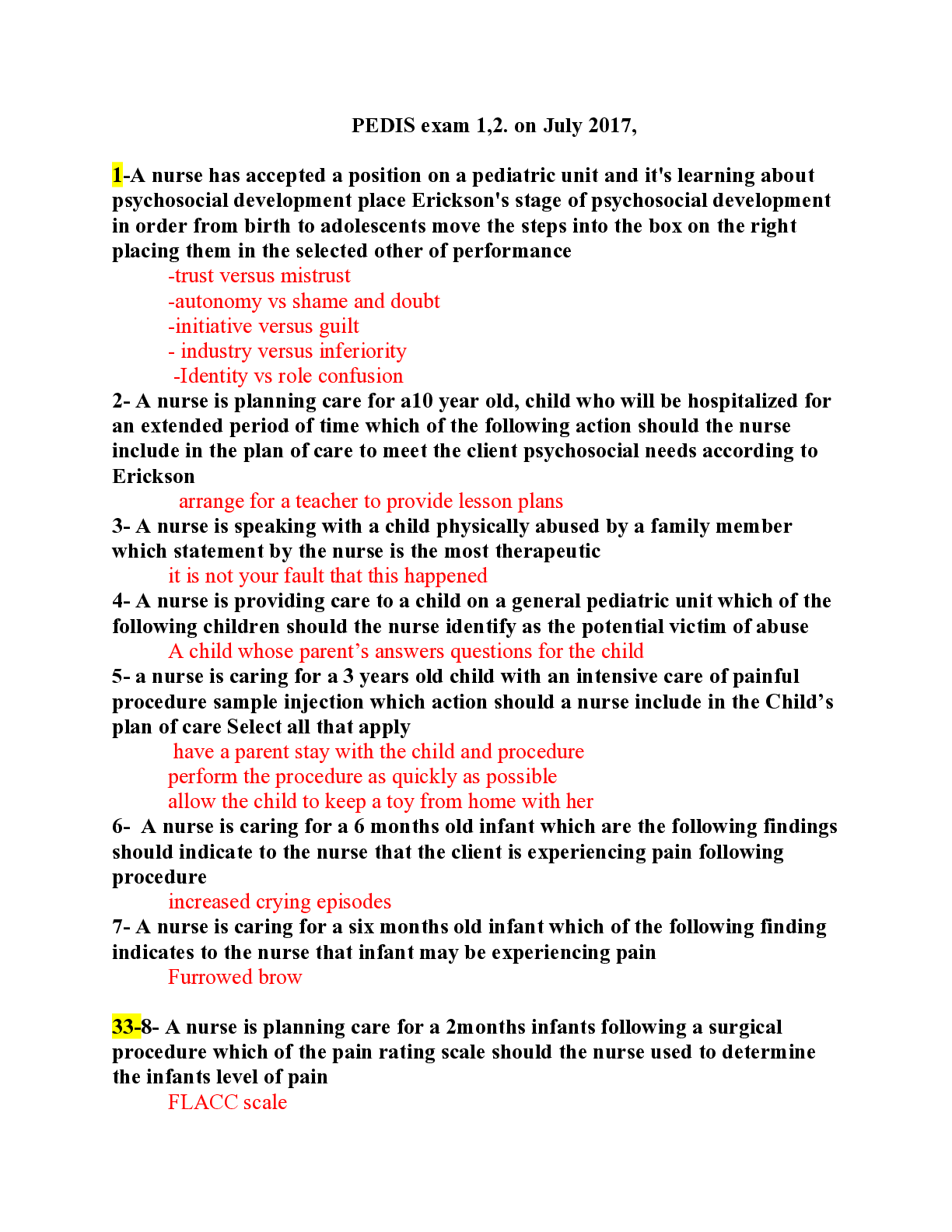 Preview image for PEDIS exam 1,2. on July 2017.