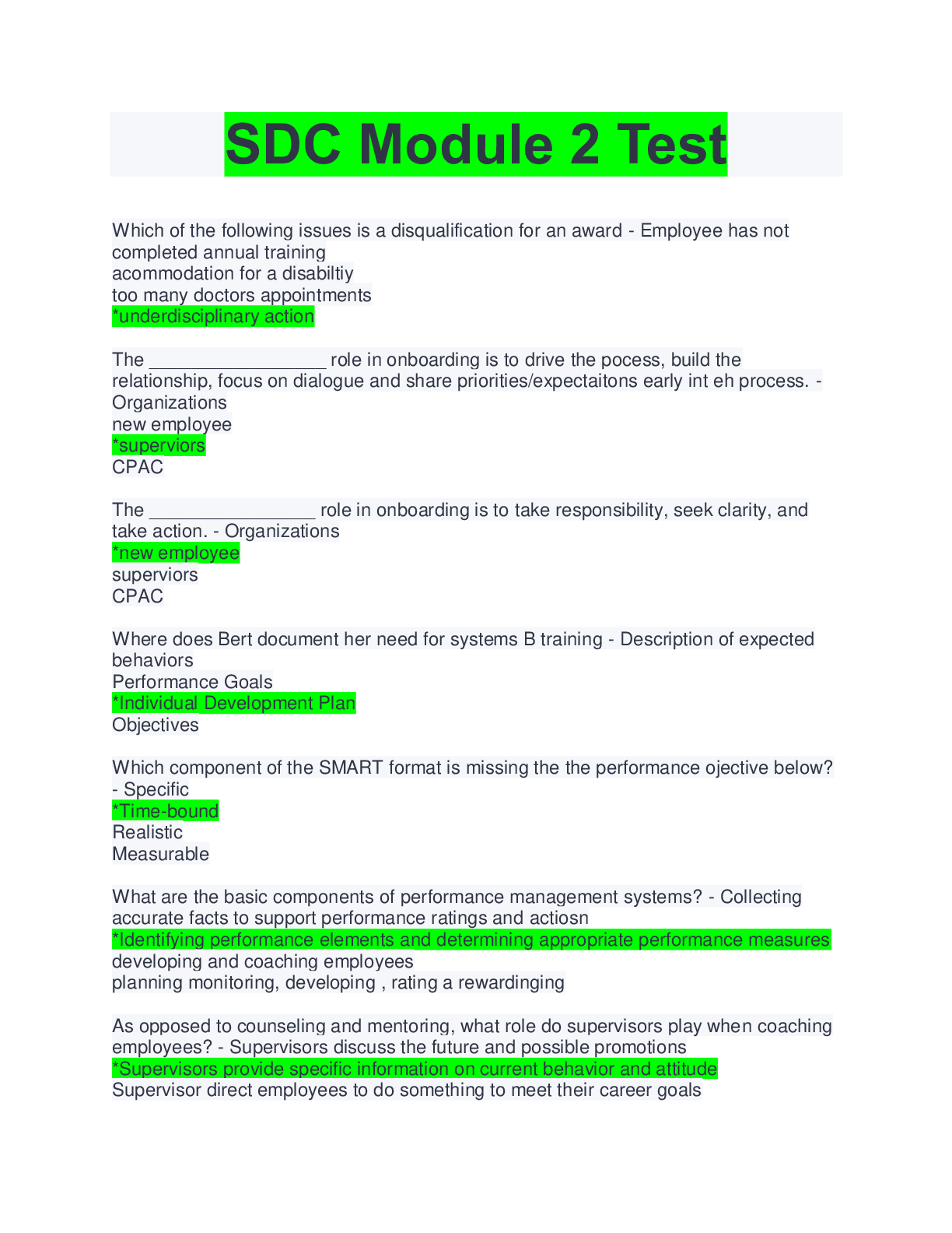 SDC Module 2 Test Questions And Answers( Complete best Solution Rated ...