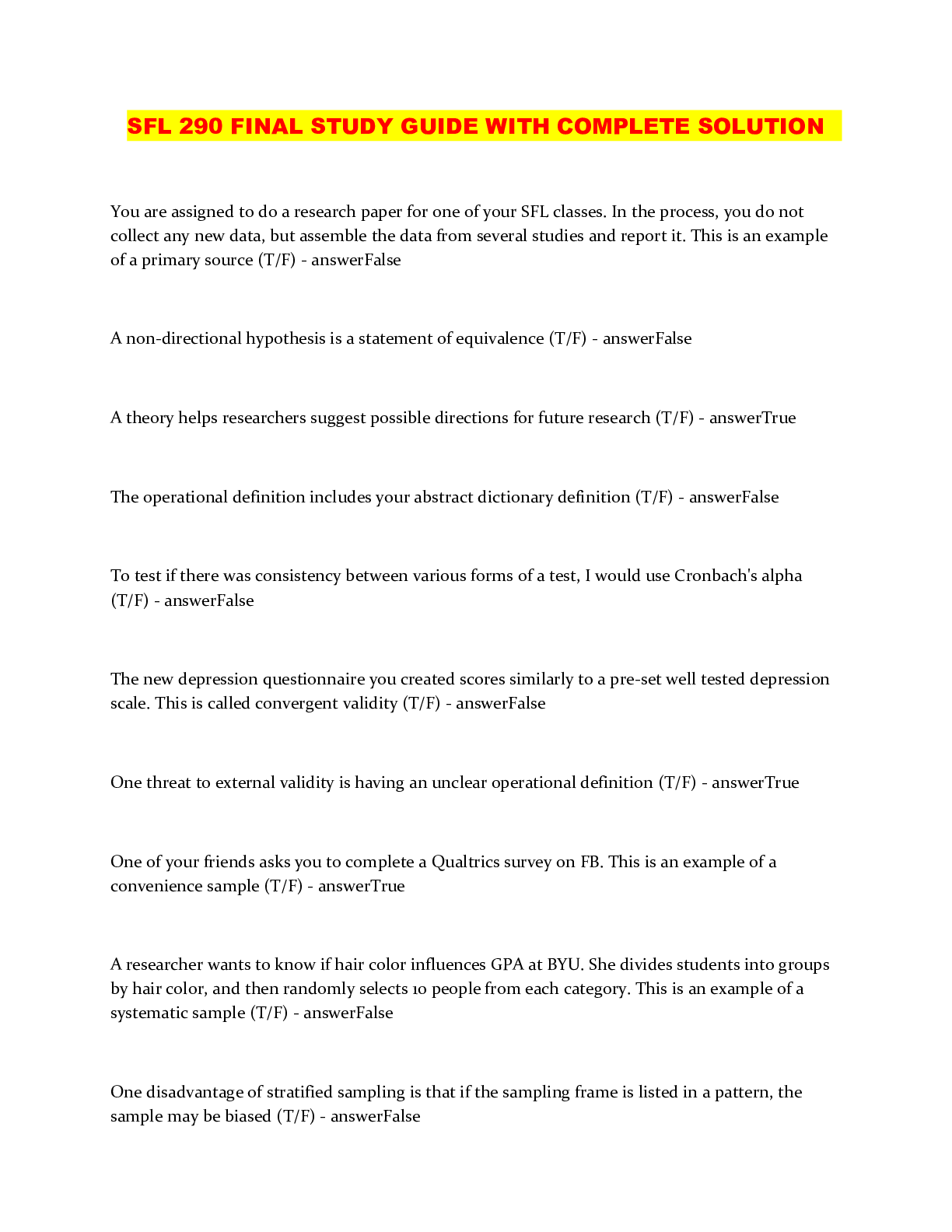 SFL 290 FINAL STUDY GUIDE WITH COMPLETE SOLUTION – Scholarfriends ...