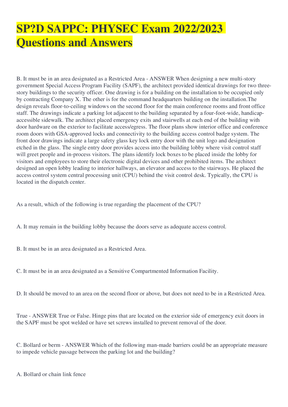 Preview image for SPēD SAPPC: PHYSEC Exam 2022/2023 Questions and Answers