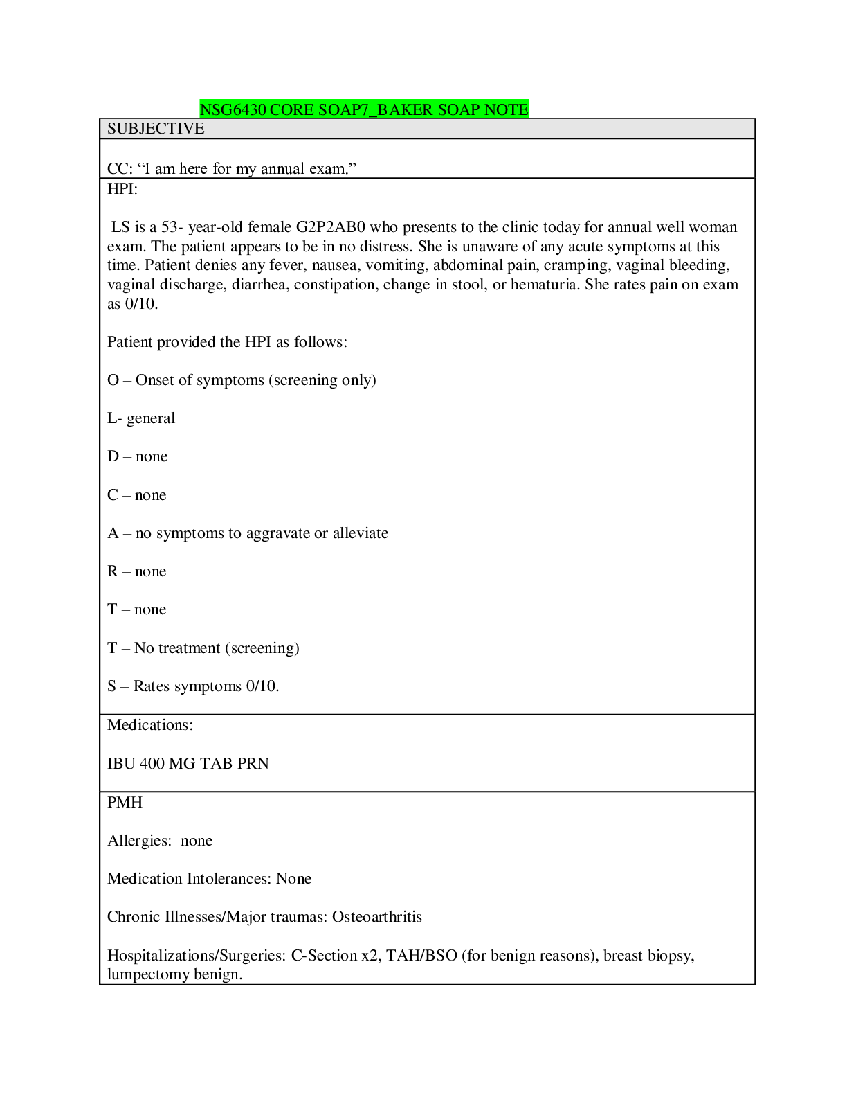 Preview image of NSG6430 CORE SOAP7_BAKER SOAP NOTE document