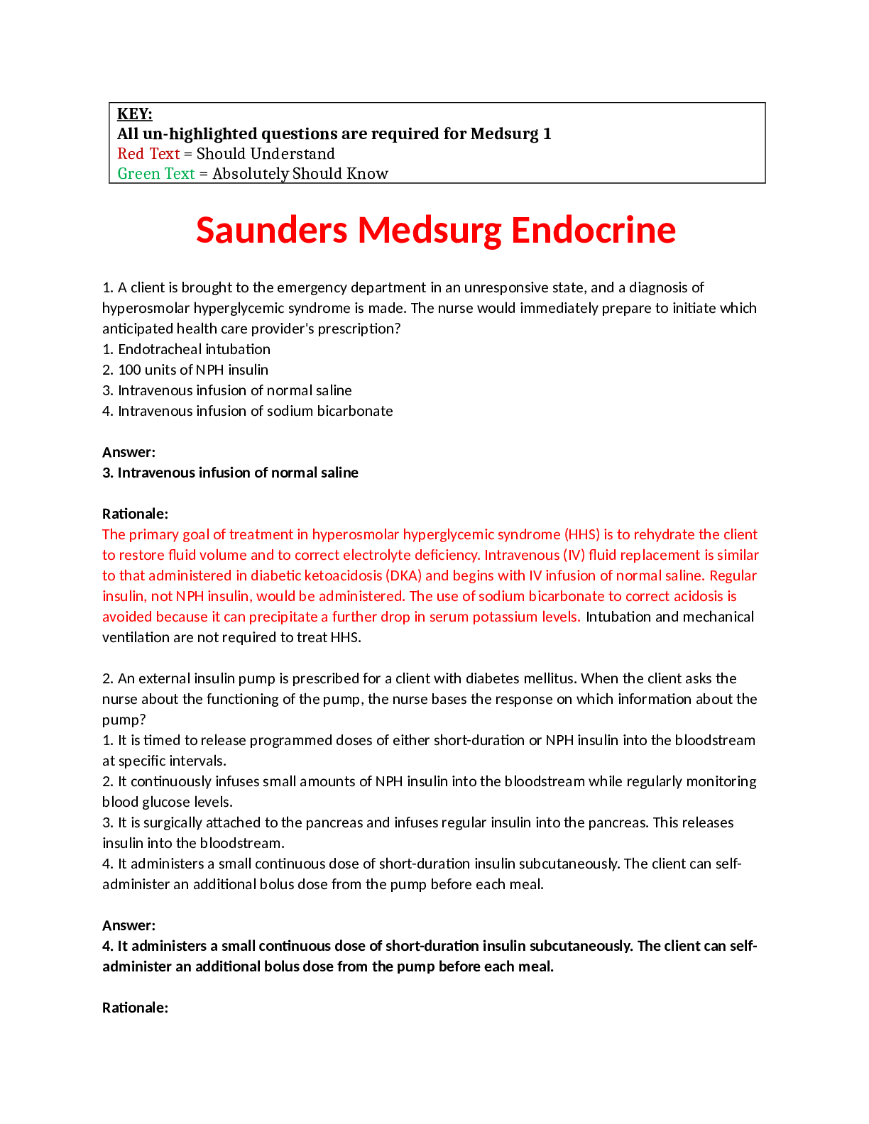 Preview of NURS 618 Saunders Medsurg Endocrine Revised (LATEST UPDATE}/ GRADED A- Q and A Solutions w
