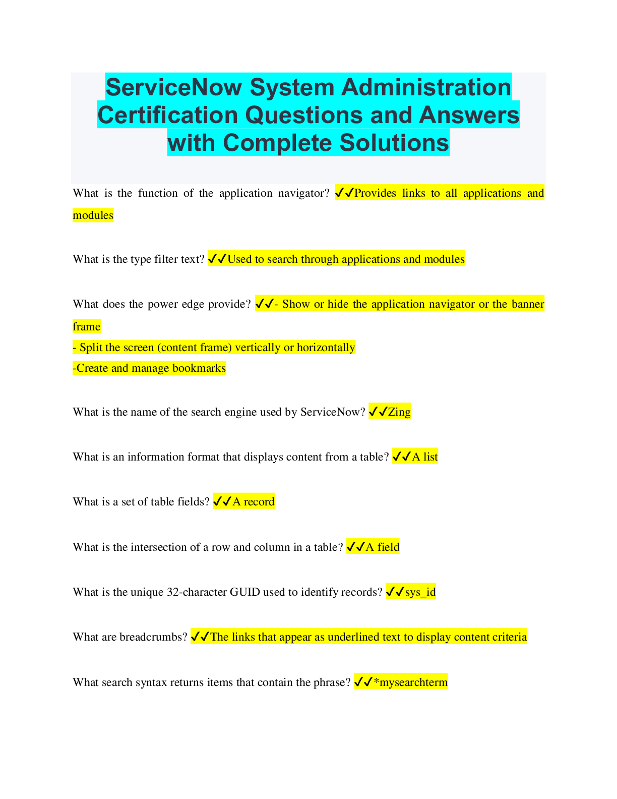 ServiceNow System Administration Certification Questions and Answers ...