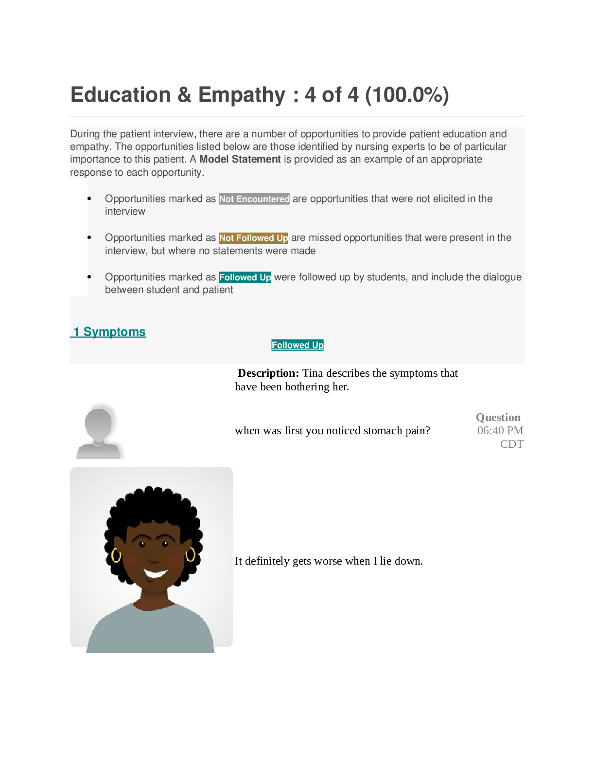 Preview image for NR 509 Shadow Health Gastrointestinal Education Empathy