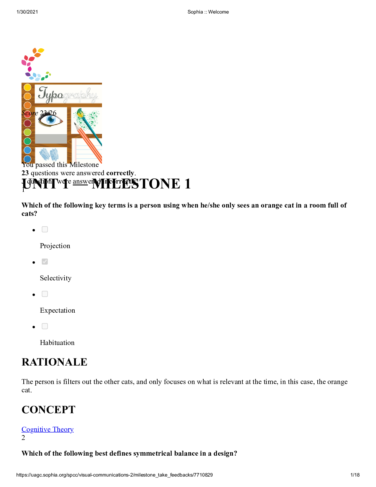 Sophia Visual Communication Unit 1 - Milestone 1, Questions with Com ...