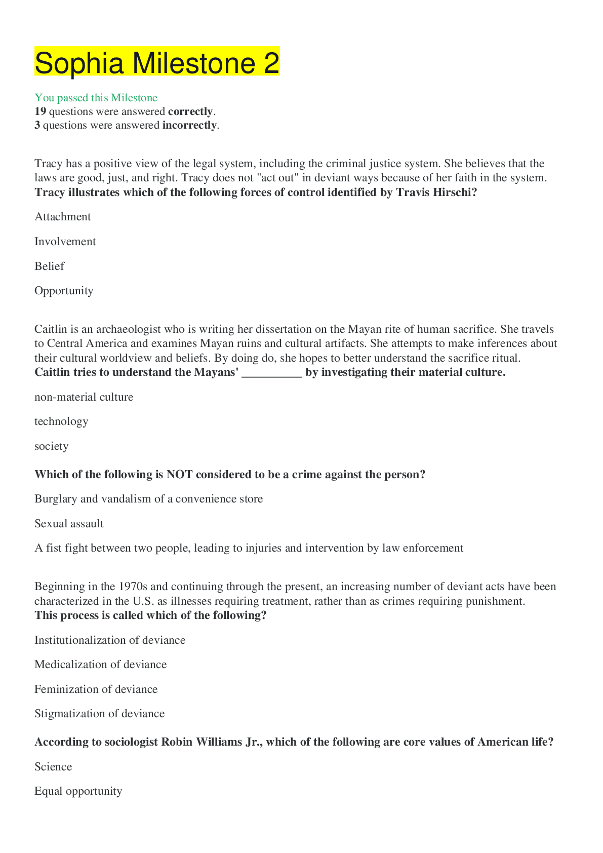 Preview image of Sophia Milestone 2,100% CORRECT document