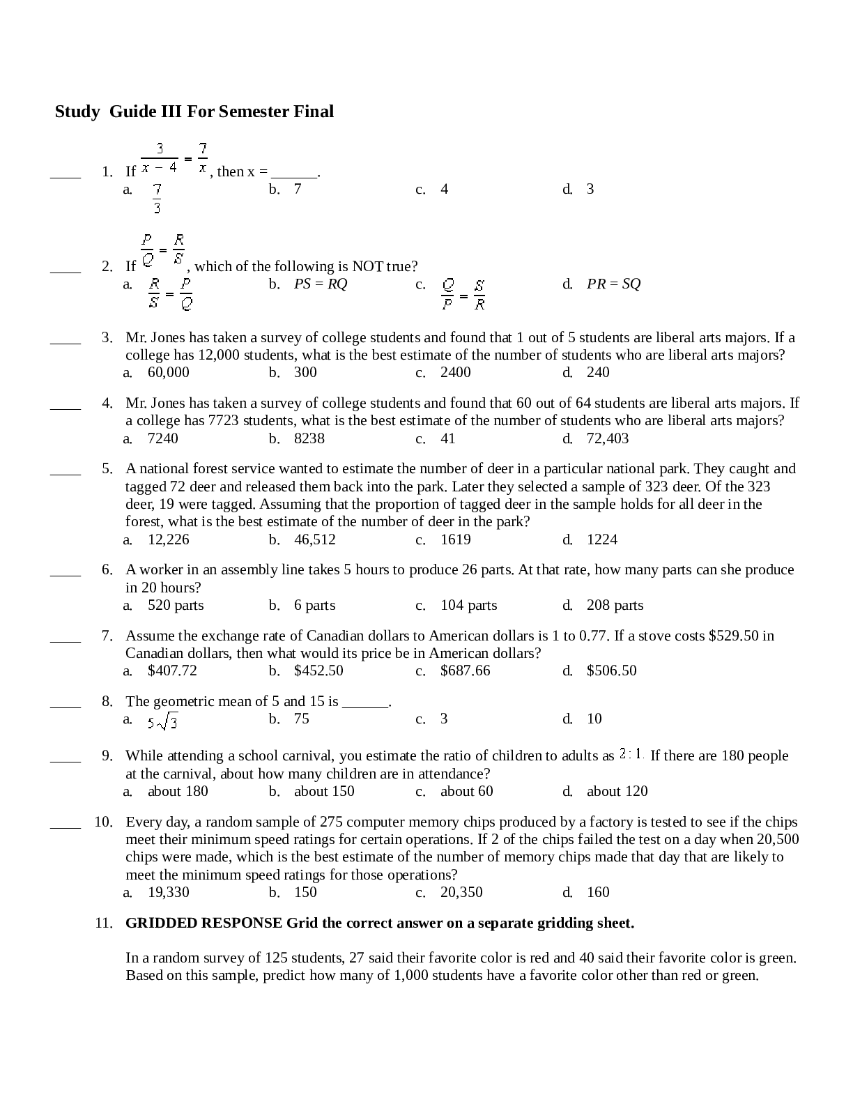 Preview image of Study Guide III For Semester Final document