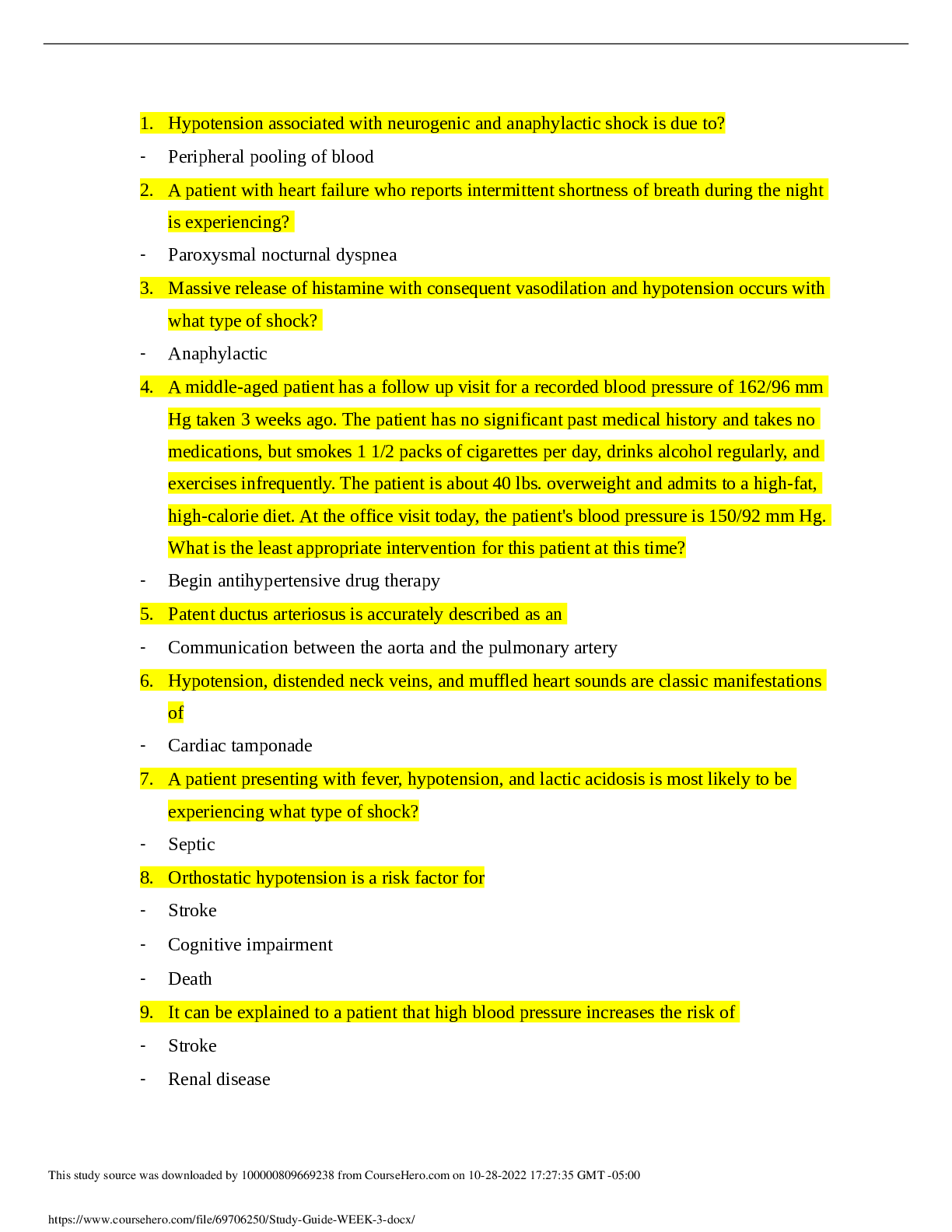 Preview image of PATHO 370 Study Guide WEEK 3 - West Coast University. document