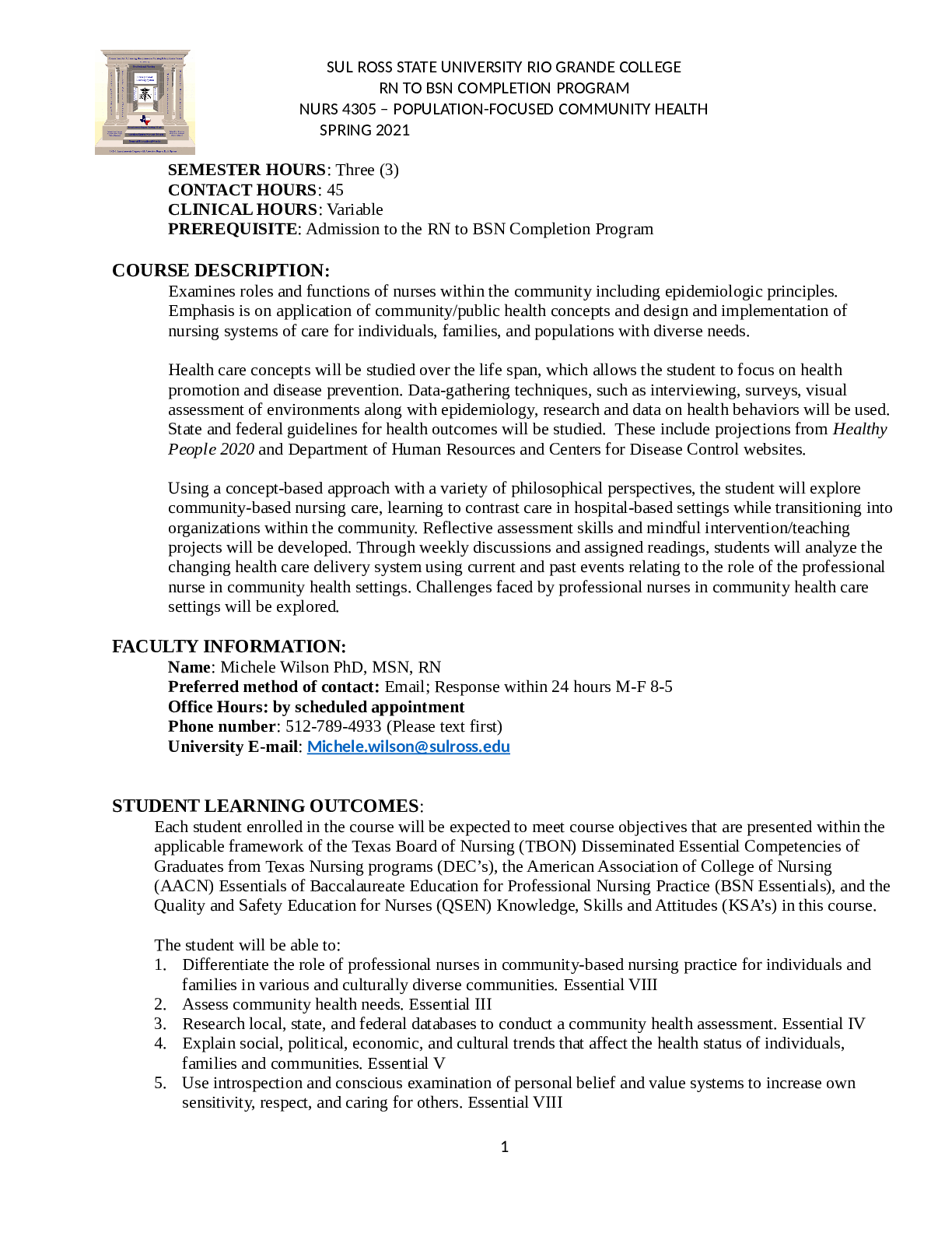 Preview of Sul Ross Syllabus NURS 4305 8 week syllabus Spring 2021 (5).docx