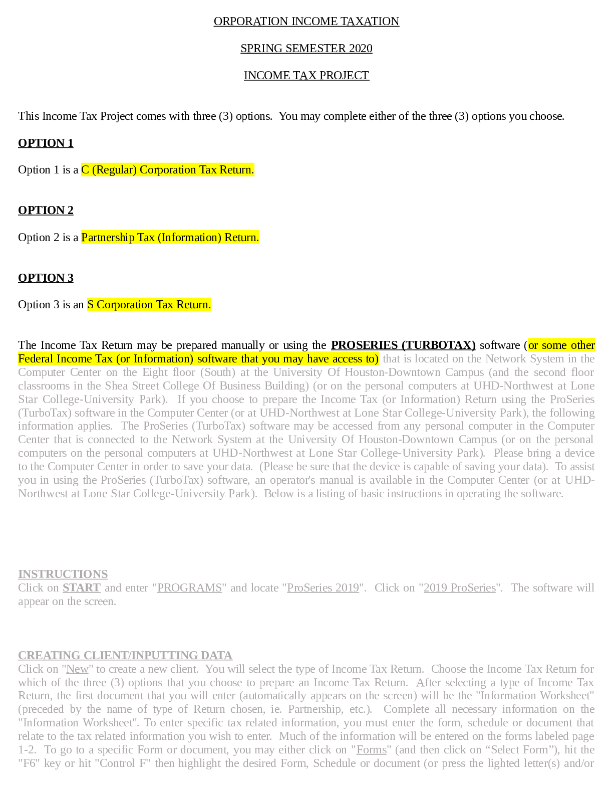 Preview image of TAX PROJECT(1) WITH 2 EXTRA CREDITS. document
