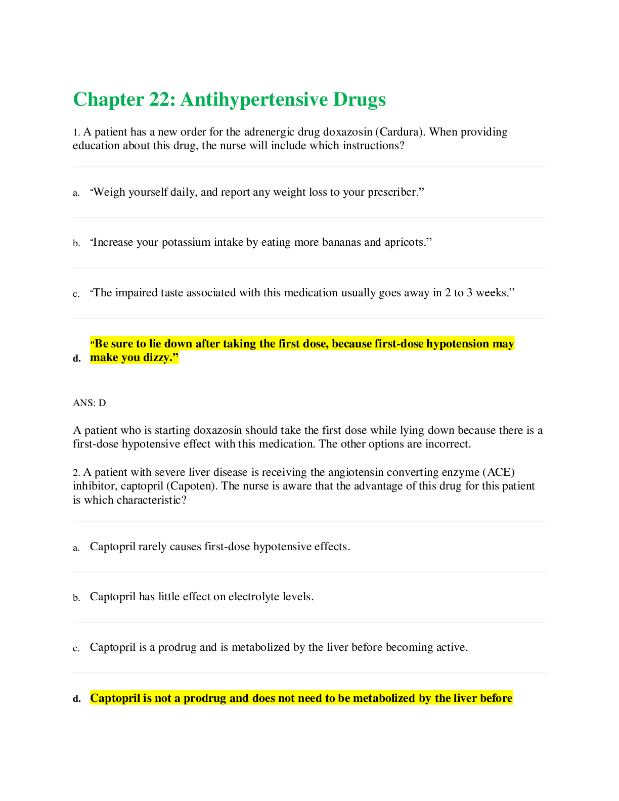 Preview of PHARM nr 507 CHAPTER 22 : ANTIHYPERSENSITIVE DRUGS exam | Graded A
