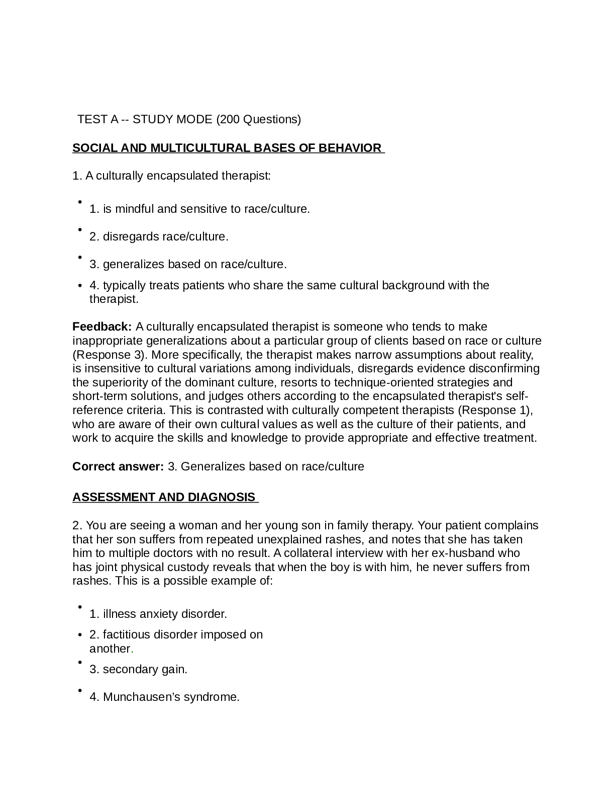 Preview image for PSYCHOLOGY 150 TEST A-Study Mode