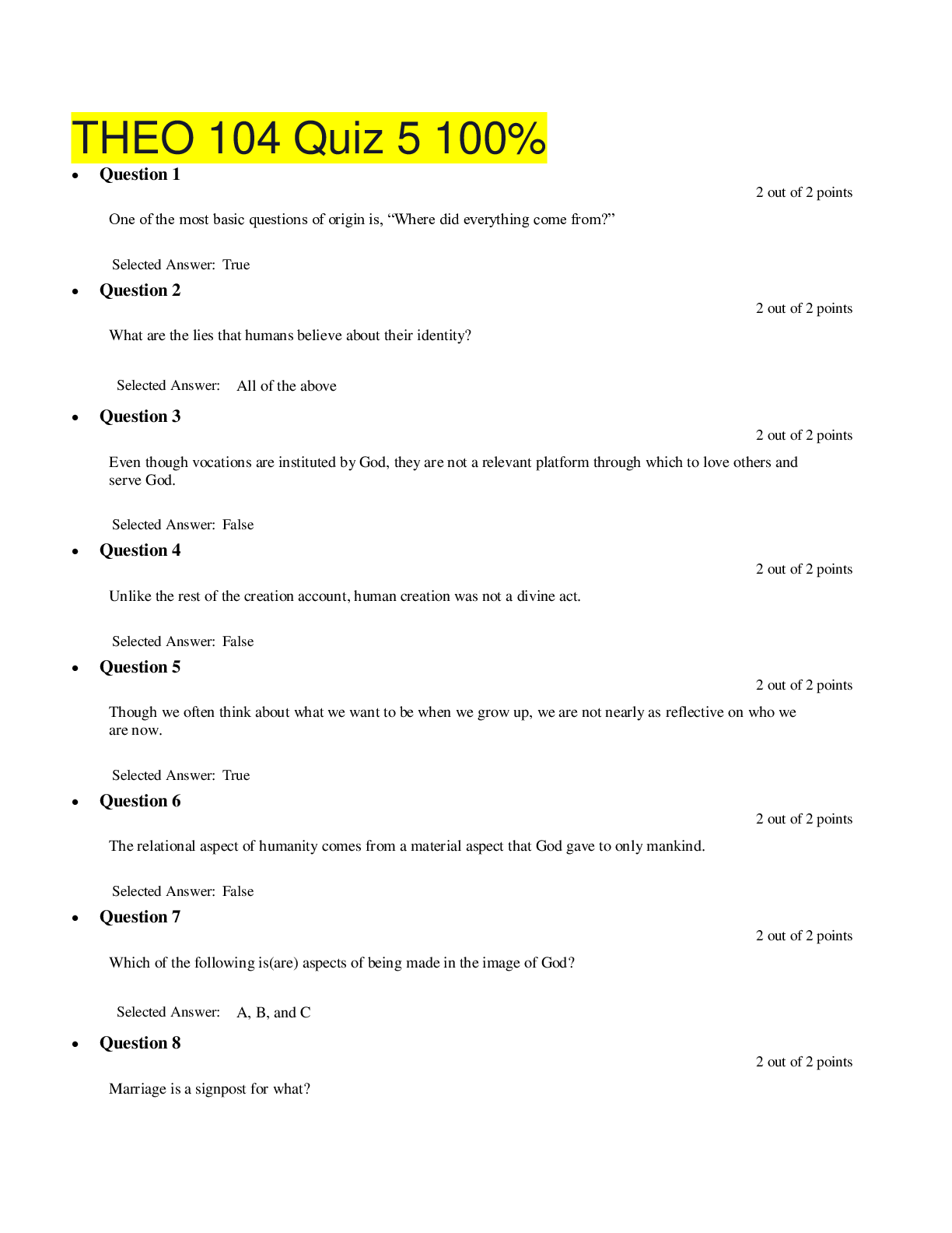 Preview image of THEO 104 Quiz 5 100% document