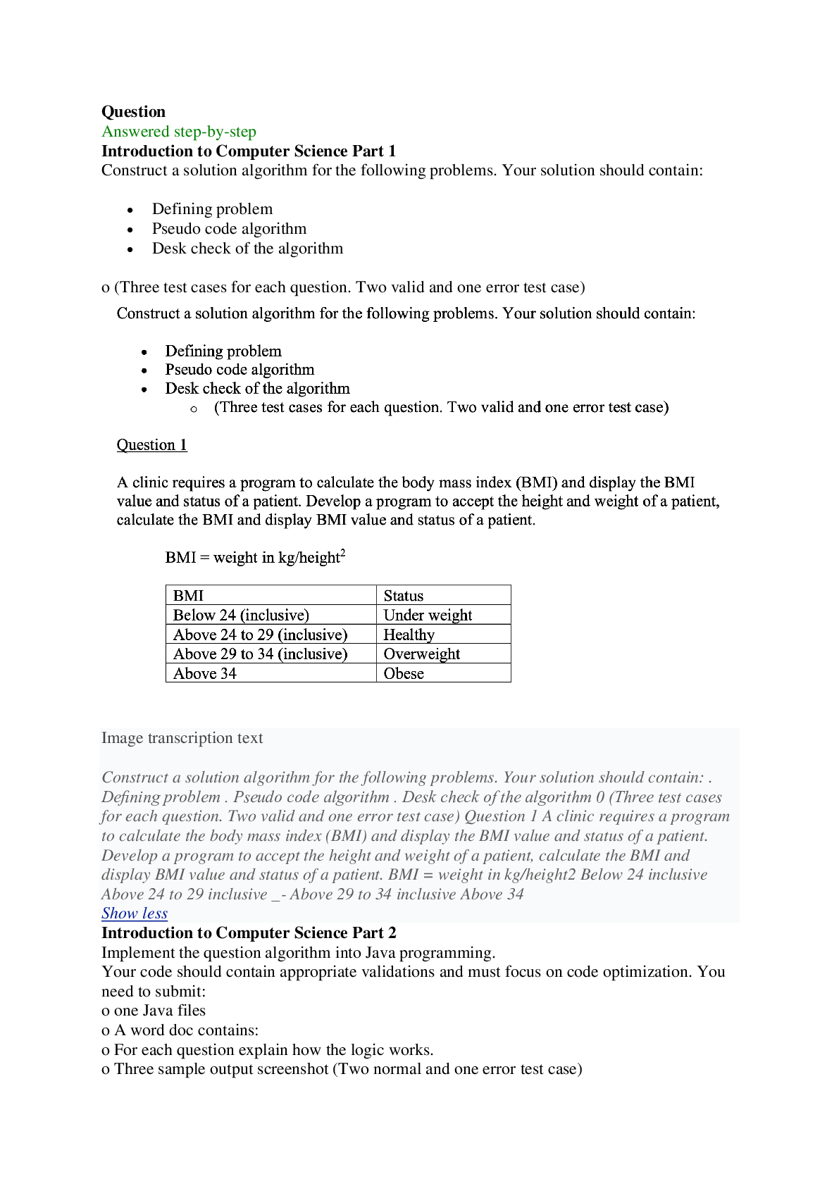 Preview image for Image transcription text  Construct a solution algorithm for the following problems