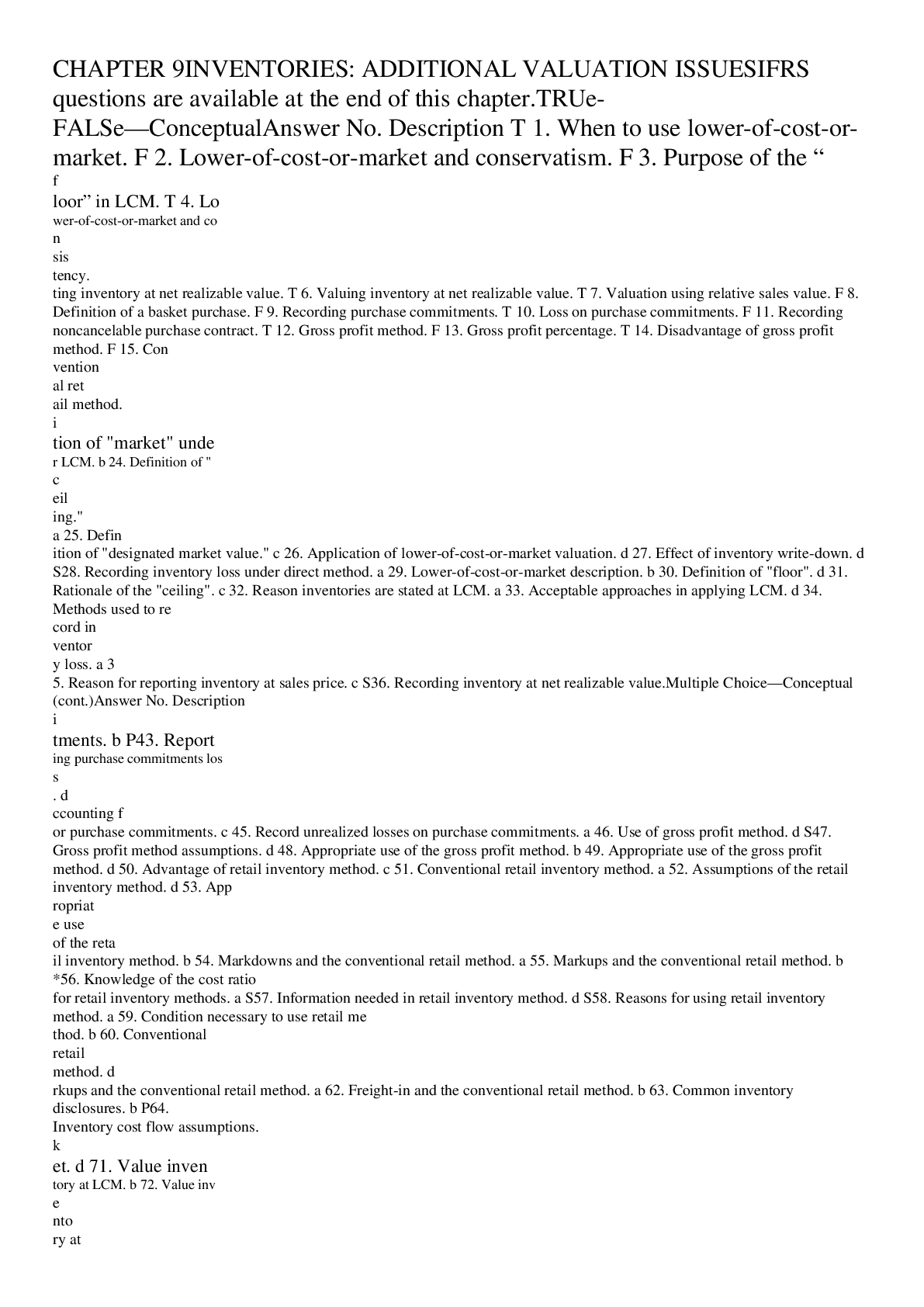 Preview image of Test Bank Chapter 9 Inventories Additional Valuation Issues. document