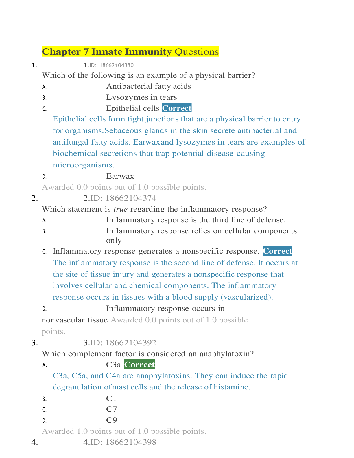 Preview image of Chapter 7 Innate Immunity Questions document