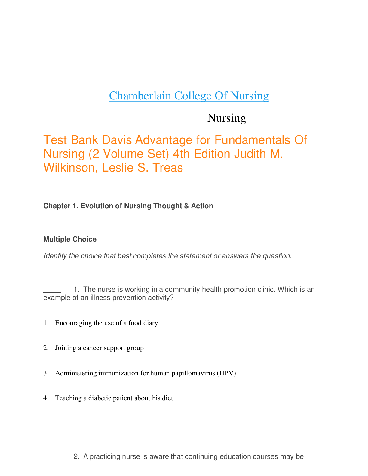 Preview image for Test_Bank_Davis_Advantage_for_Fundamentals_Of_Nursing__2_Volume_Set__4th_Edition_Judith_M._Wilkinson