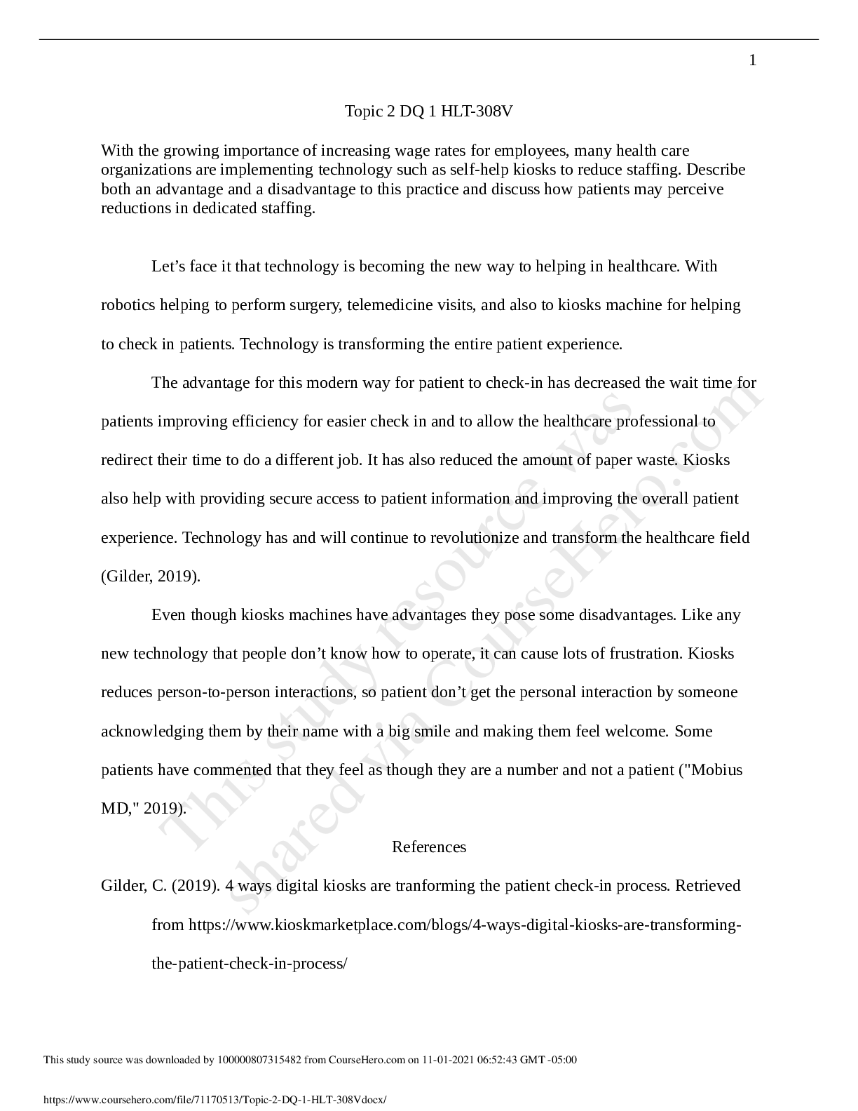 Preview image of HLT 308V Topic 2 DQ 1 and 2 document