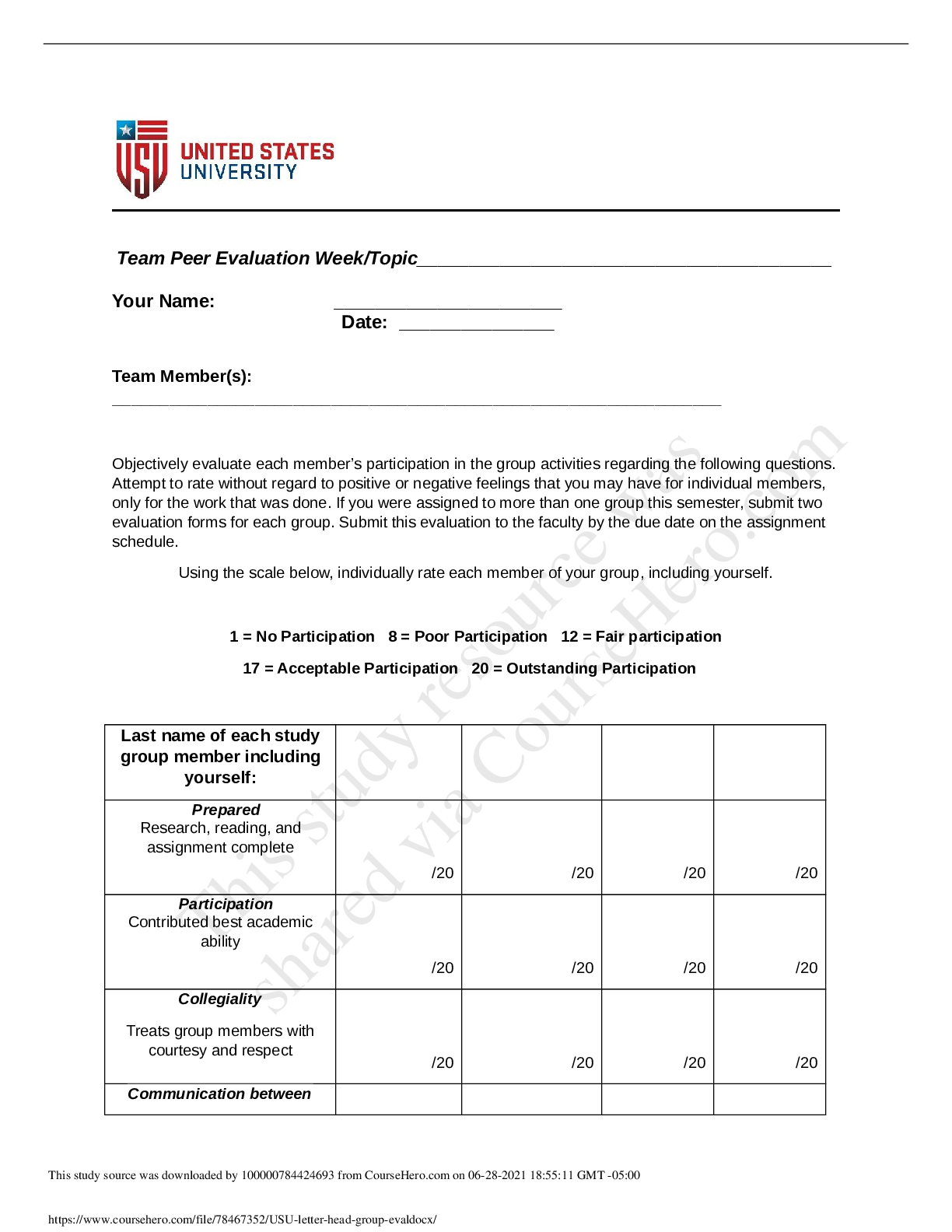 Preview of United States UniversityFNP 590USU letter head group eval.