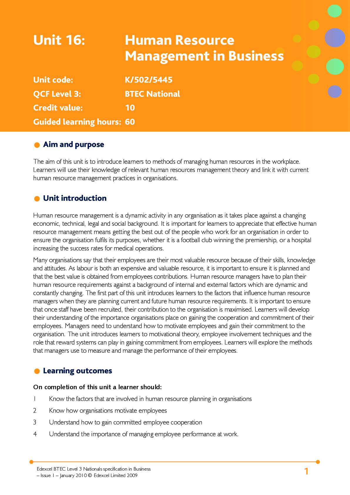 Preview image of Unit 16 Human Resource Management in Business document