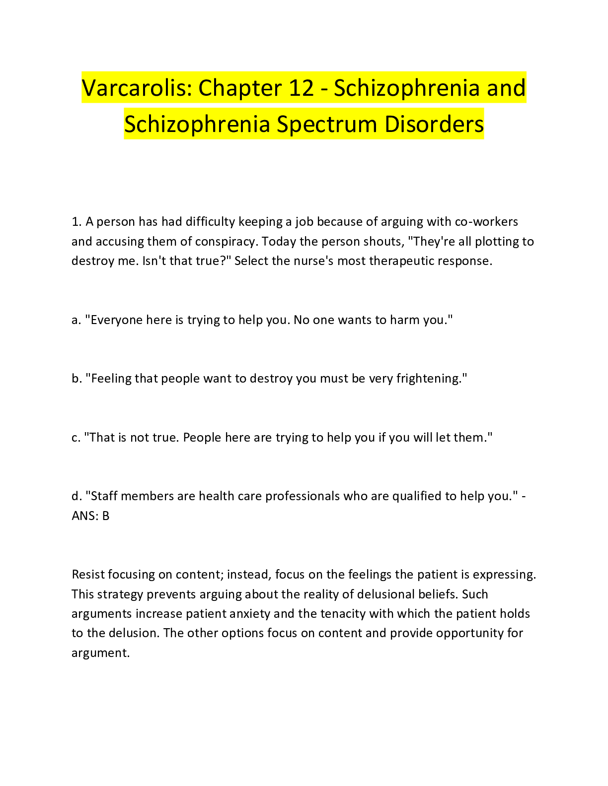 Preview image for Varcarolis: Chapter 12 - Schizophrenia and  Schizophrenia Spectrum Disorders