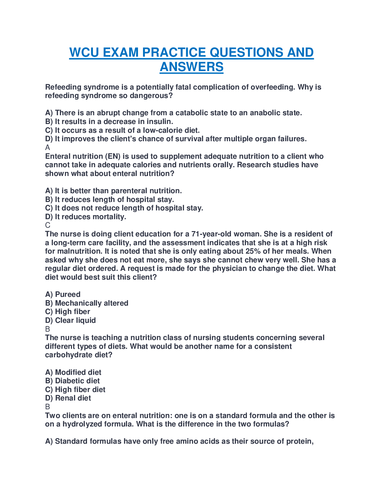 Preview image of WCU EXAM PRACTICE QUESTIONS AND ANSWERS document