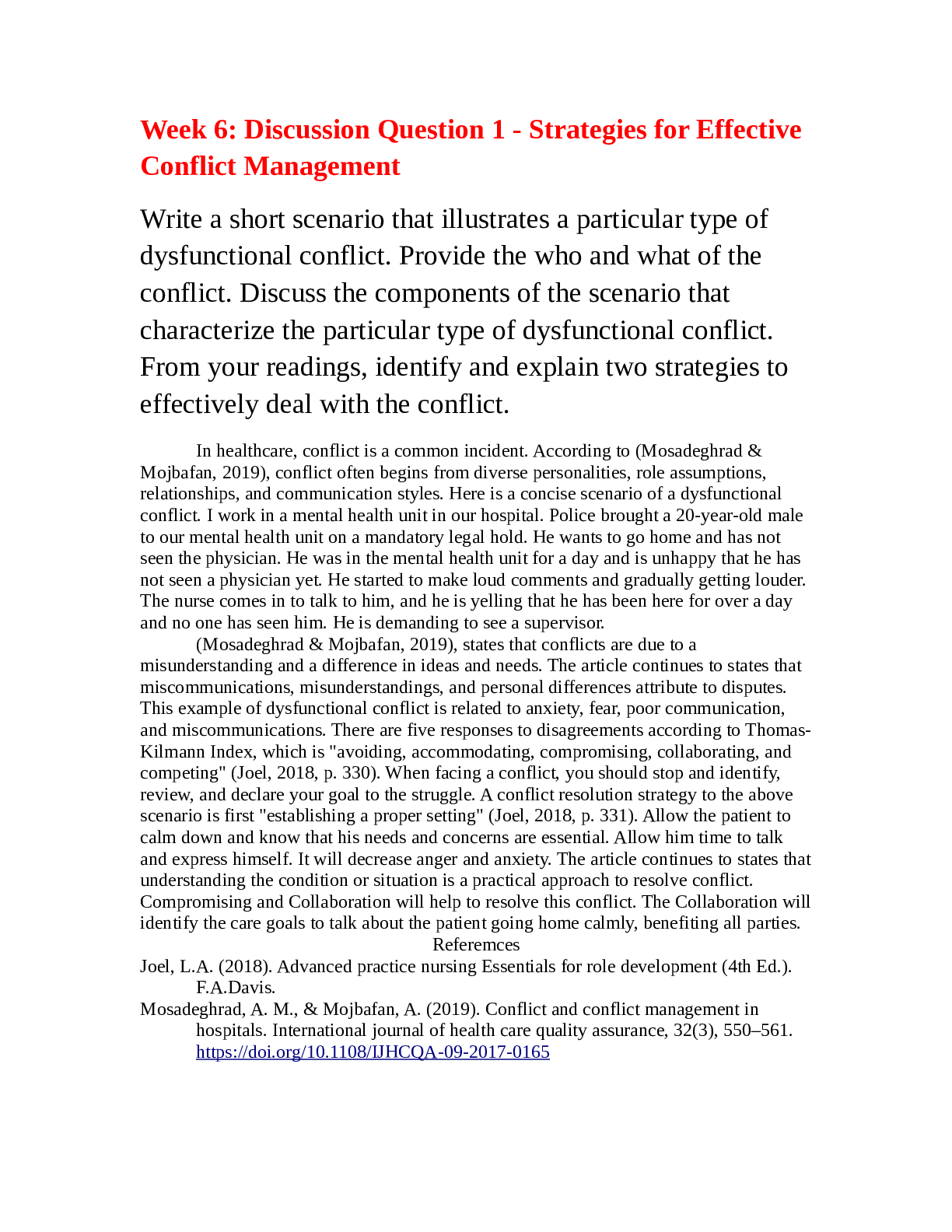 Preview image for FNP MSN 560 Week 6: Discussion Question 1 - Strategies for Effective Conflict Management