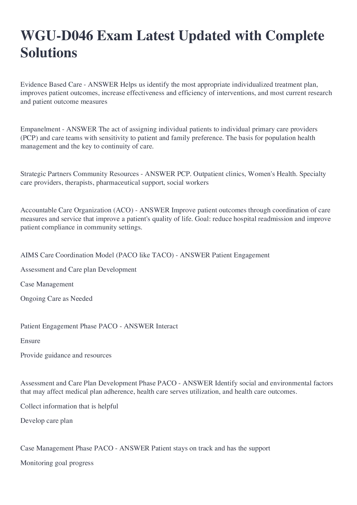 Preview image for WGU-D046 Exam Latest Updated with Complete Solutions