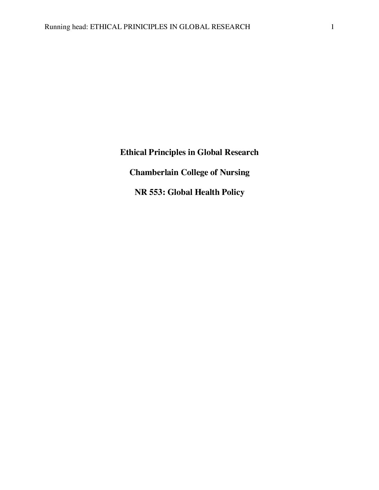 Preview image for NR 553 Week 3 DQ (with Peer Response): Ethical Principles in Global Research{GRADED A}