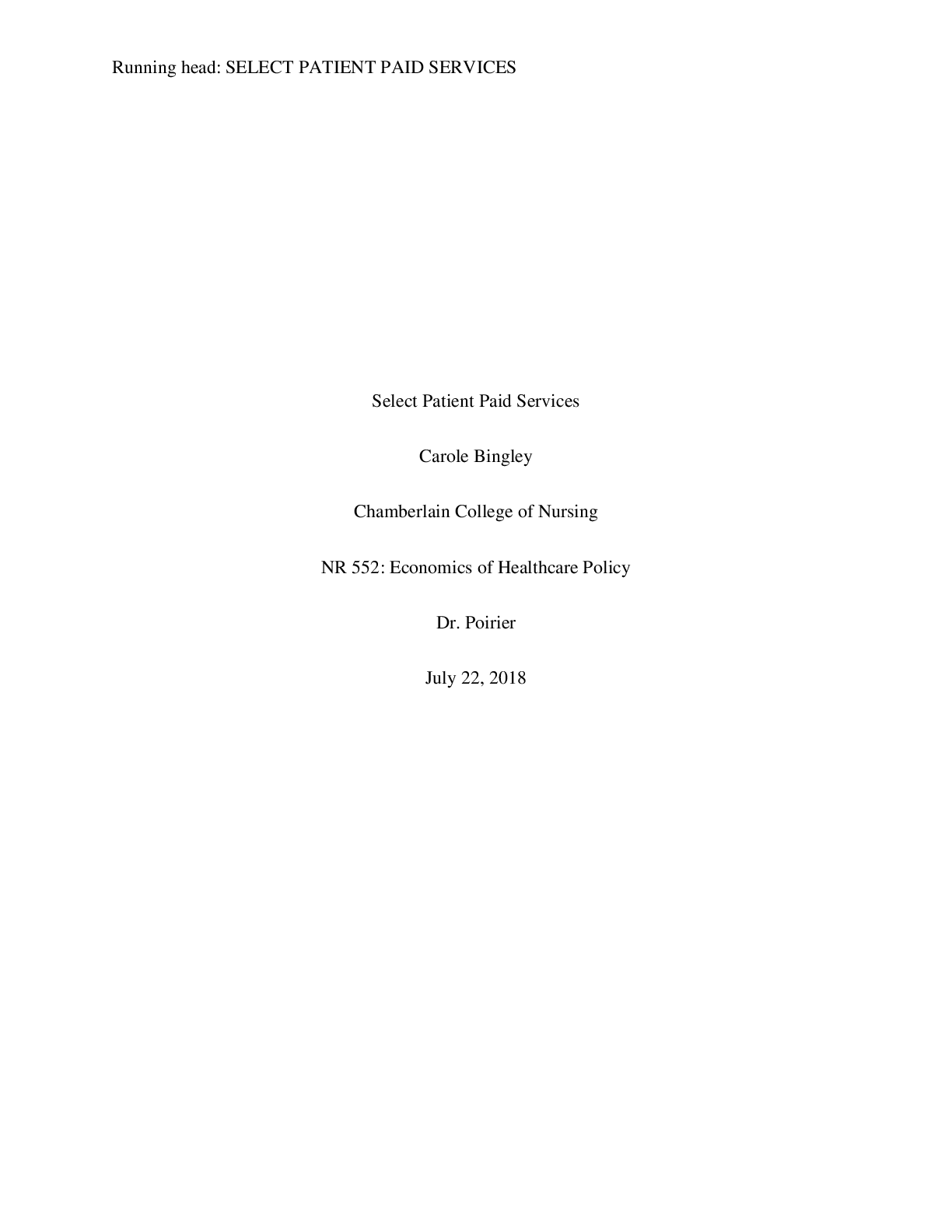 Preview image of NR 552 Week 3 Discussion-Answer Select Patient Paid Services document