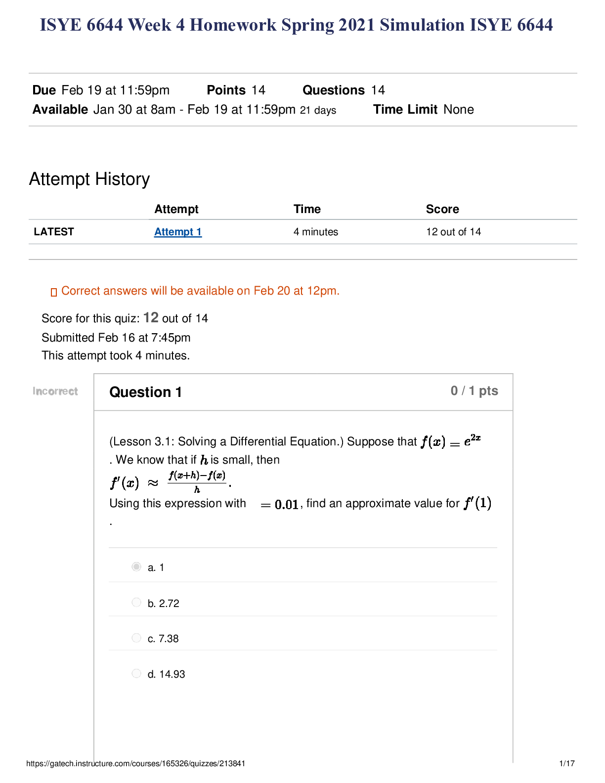 Preview image for ISYE 6644 Week 4 Homework Spring 2021 Simulation ISYE 6644