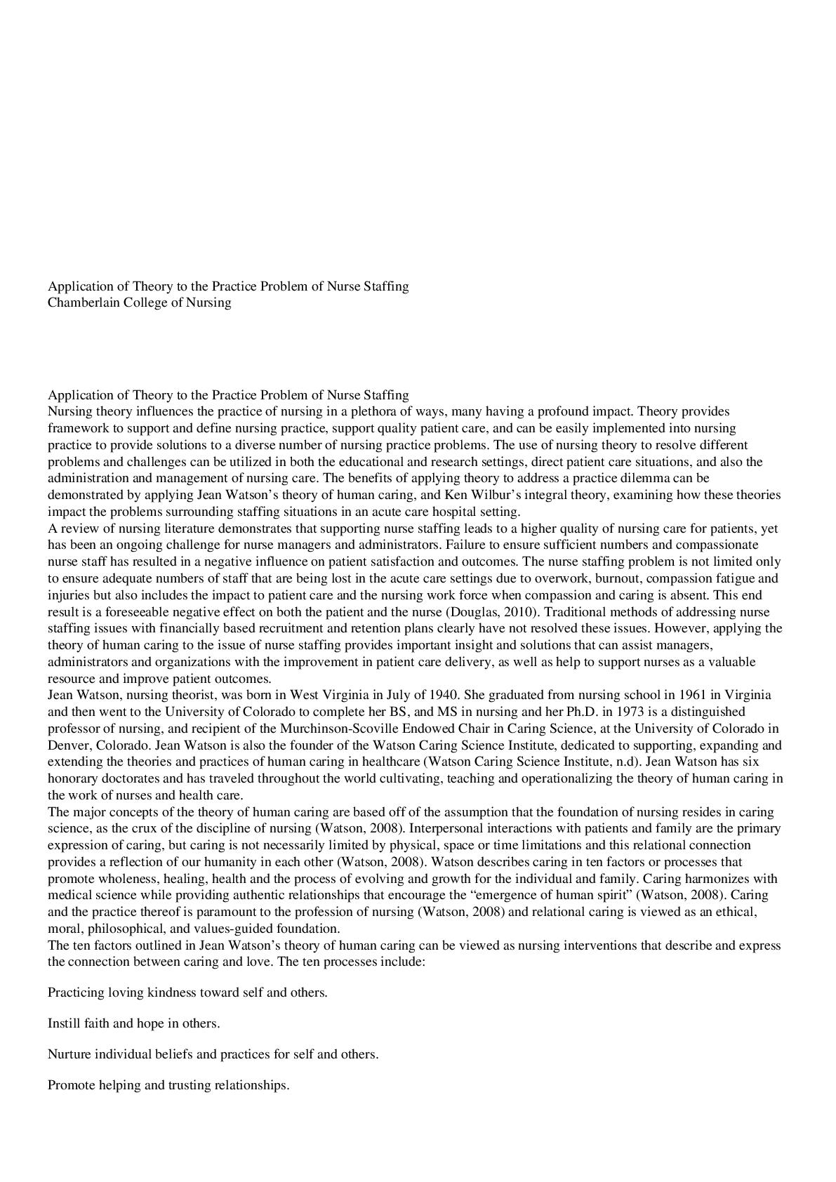 Preview image of NR 501 NURSE STAFFING AND NURSING THEORY APPLICATION document