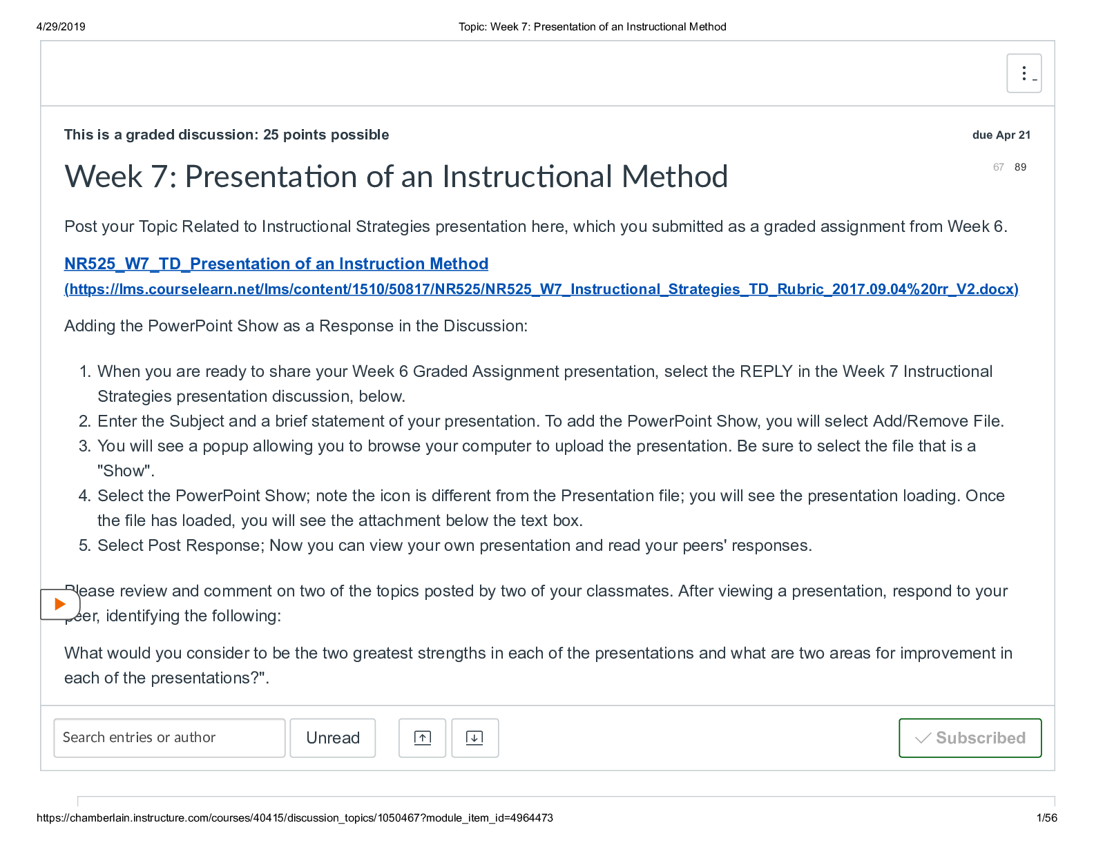 Preview image of Week 7_ Full_Discussion_Presentation of an Instructional Method document