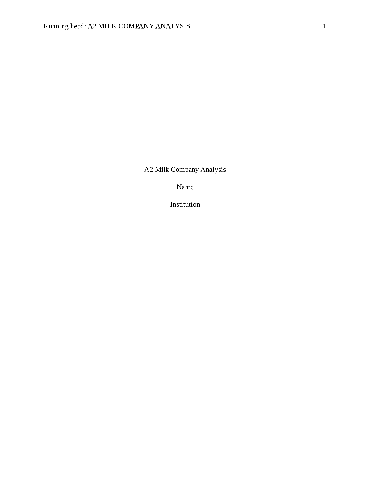 Preview image of A2 MILK COMPANY CASE ANALYSIS document