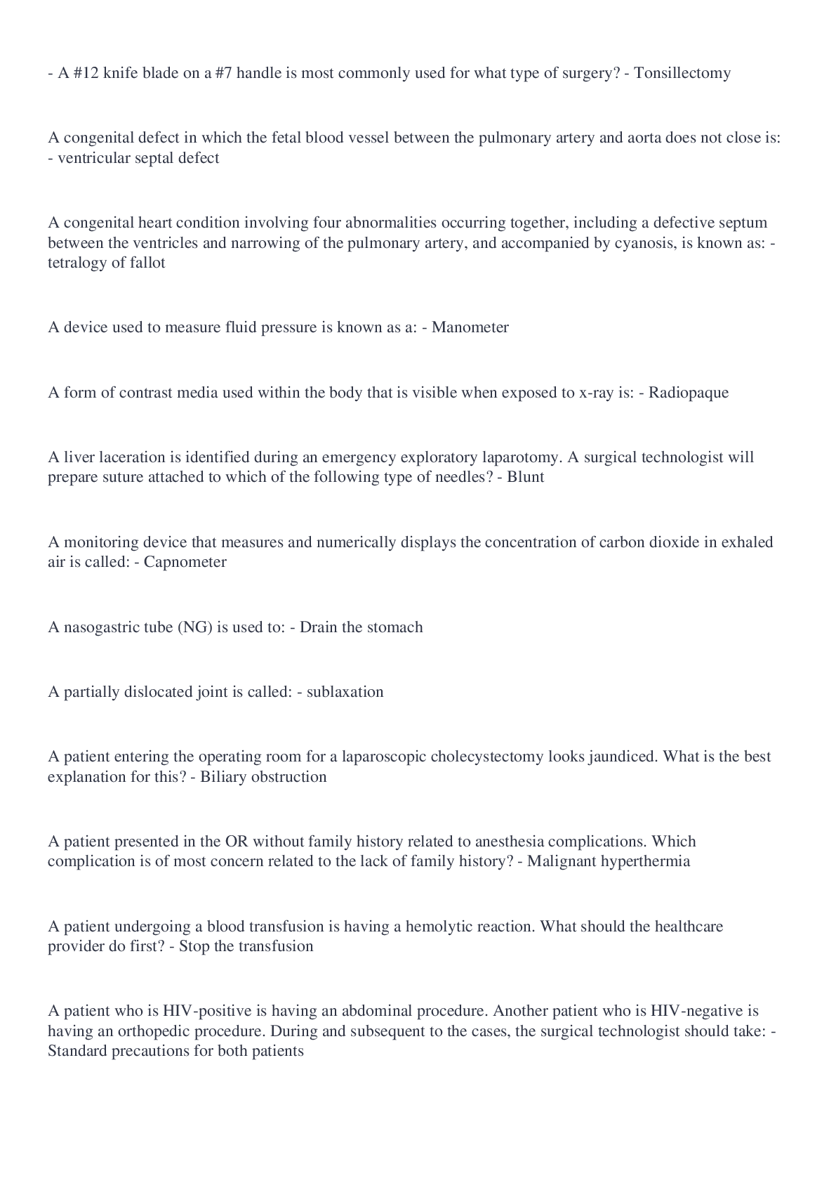 Preview of CST - NBSTSA app exams set of 242 questions and answers (Best scored)