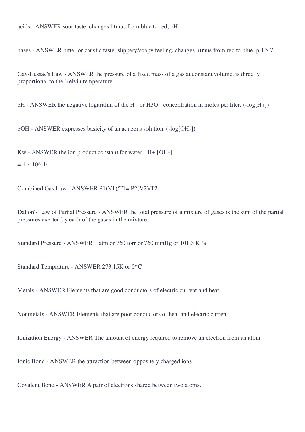 Preview image of Chemistry - Spring Final 2022 document