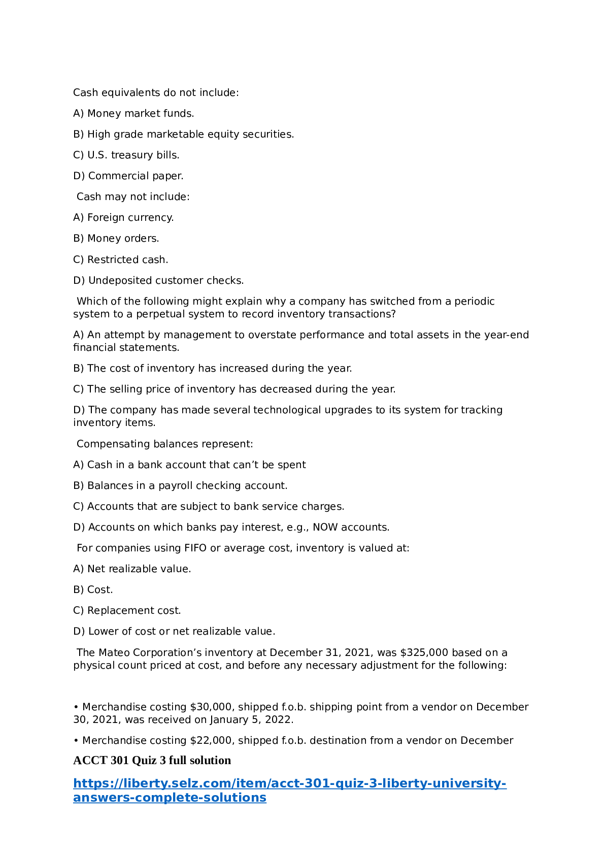 Preview image for Liberty University ACCT 301 - 301assuming the customer made the correct payment