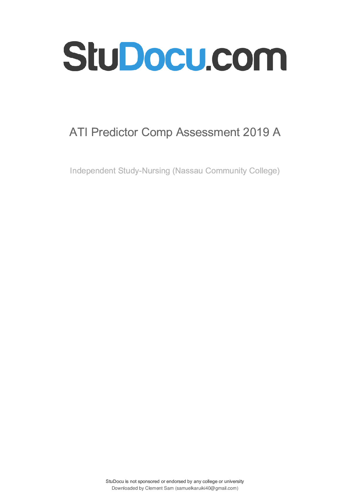 Preview image of ATI Predictor Comprehensive Assessment 2019 A document