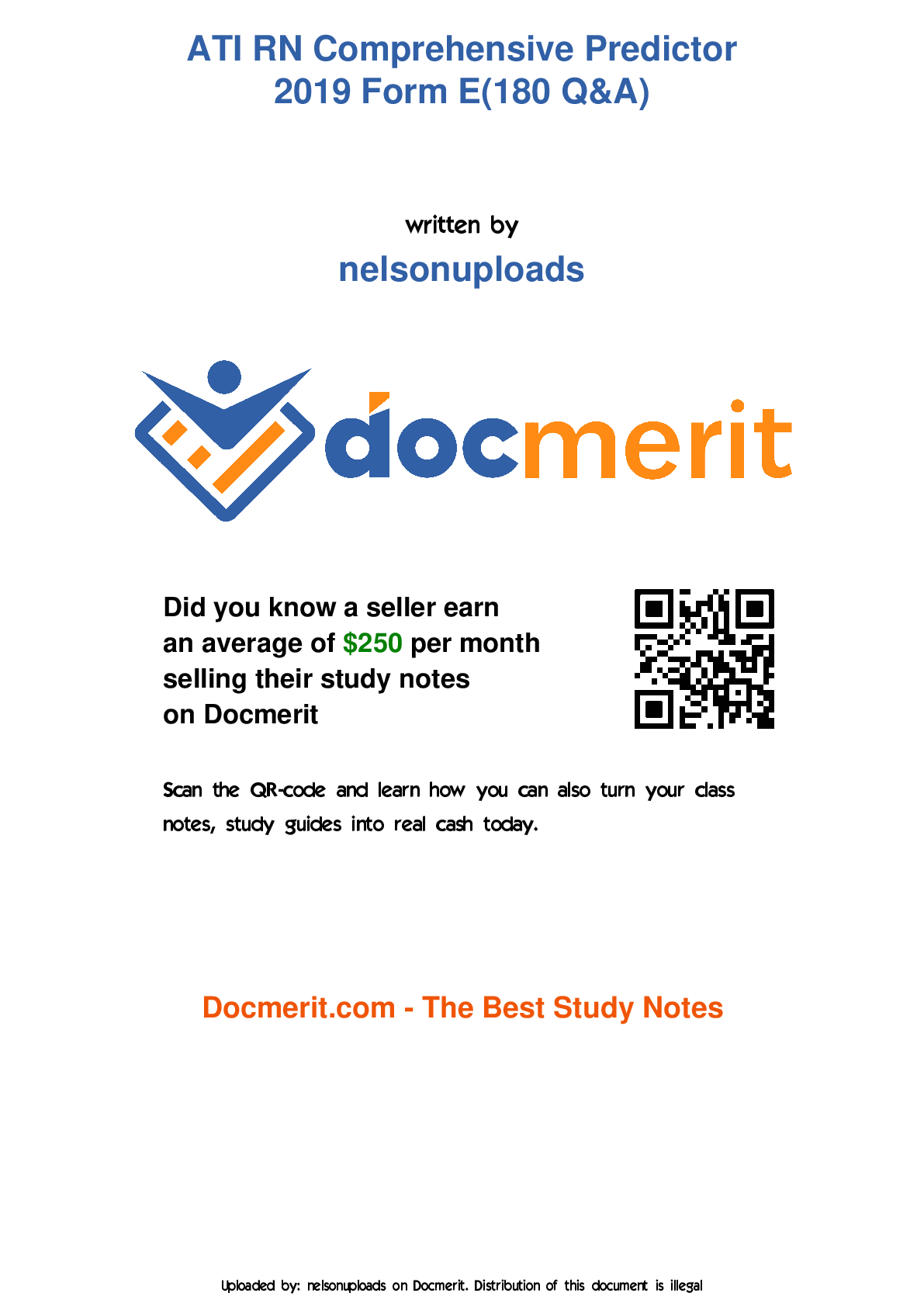 Preview image for ATI RN Comprehensive Predictor 2019 Form E