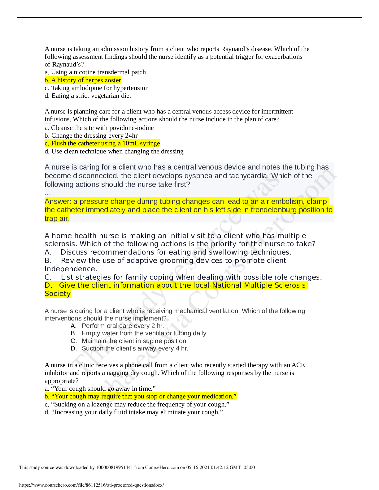 Preview image for ATI FUNDAMENTAL PROCTORED QUESITION AND ANSWERS|VERIFIED AND 100% CORRECT Q & A, COMPLETE DOCUMENT FOR ATI EXAM|