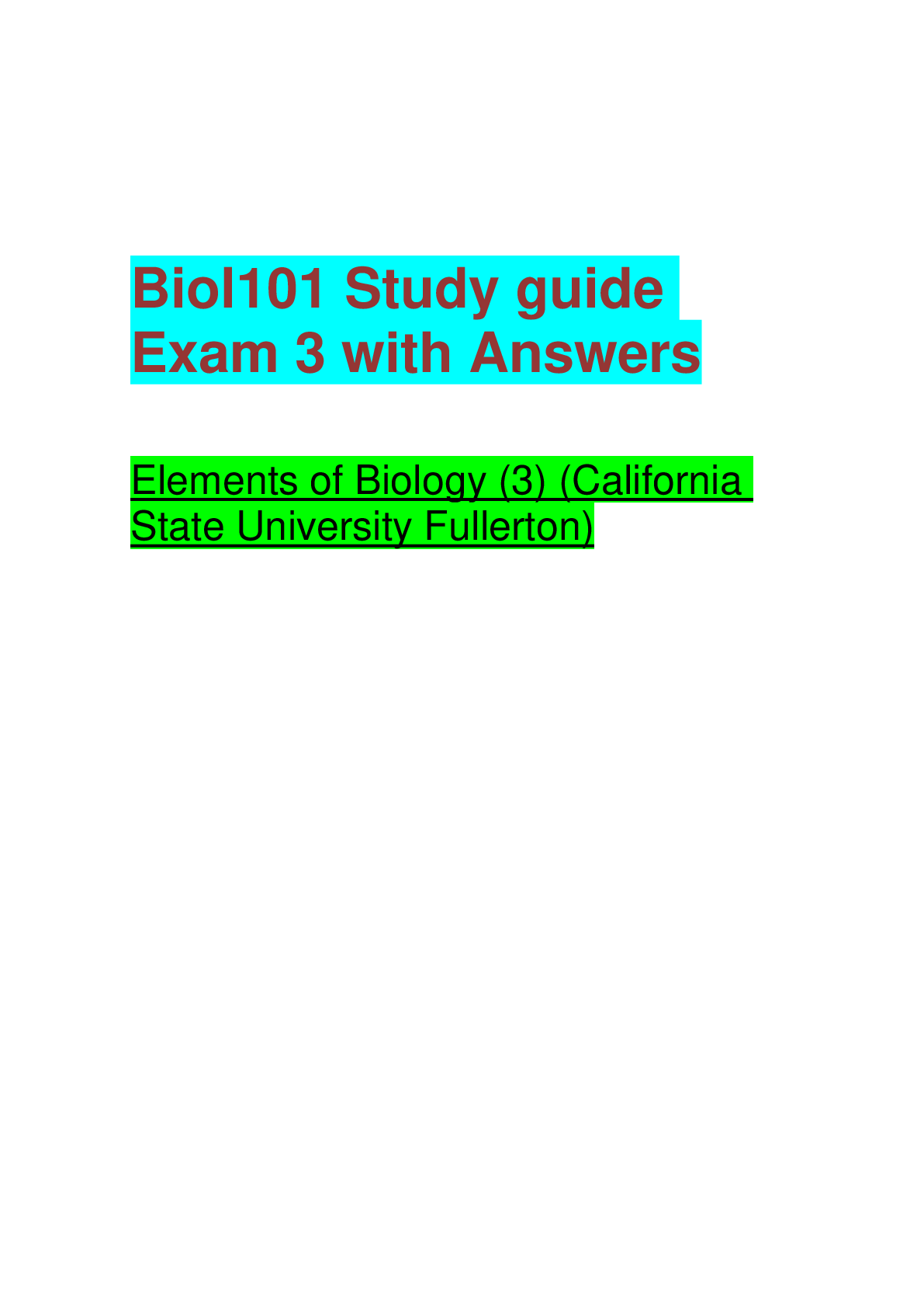 Biol101 Study guide Exam 3 with Answers Biol101 Study guide Exam 3 with ...