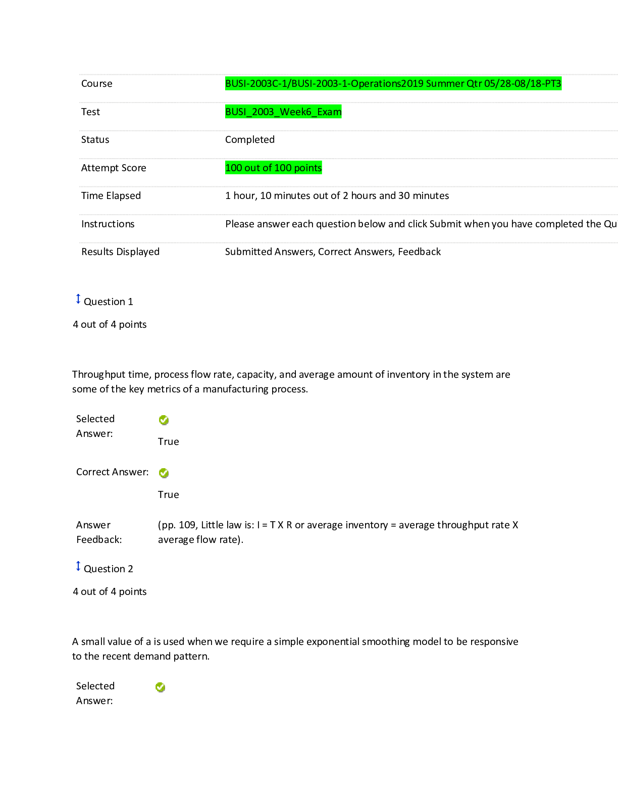 Preview image for BUSI 2003C-1, BUSI-2003-1, Operations; Week 6 Final Exam (100% Correct Summer Qtr)
